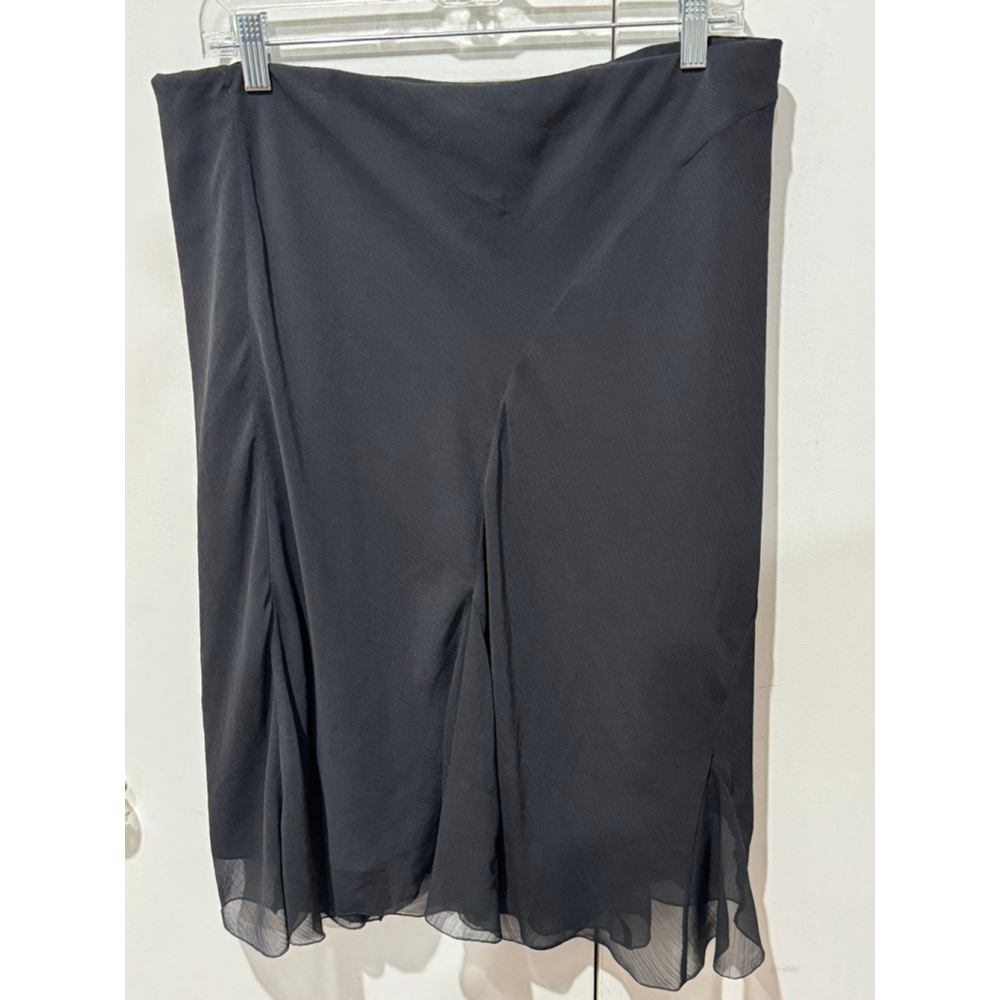 Women's Oltre Black Midi lined chiffon pull on Skirt Plus Size 16